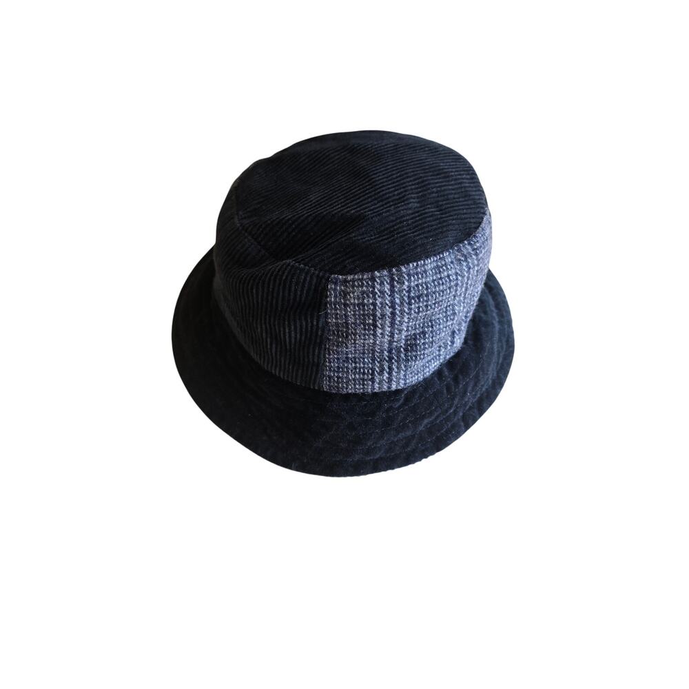 Y2K Corduroy Velvet Black Gray Kids Bucket Hat - Picture 2 of 6